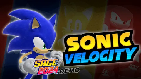 Sonic Velocity SAGE 2024 Demo promotional banner with Sonic running at high speed