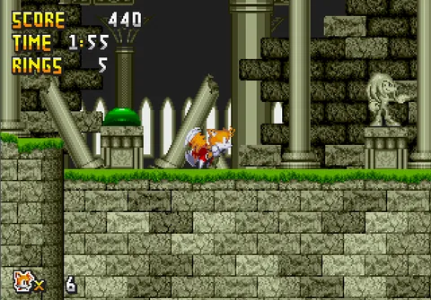 Sonic 3D in 2D - Tails exploring Rusty Ruin Zone ruins