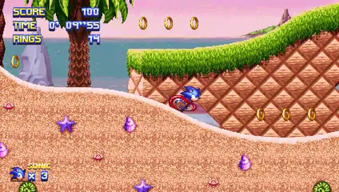 Sonic Galactic - Sonic speeding through Verdant Isle beach