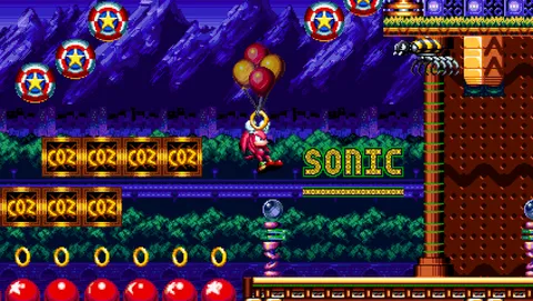 Sonic Megamix Mania - City Outskirts Zone neon-lit urban platforming at night