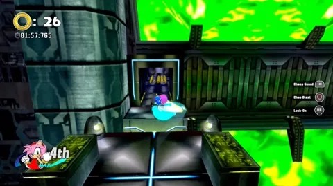 Sonic Battle R - Amy speeding through Chemical Plant with toxic green liquid