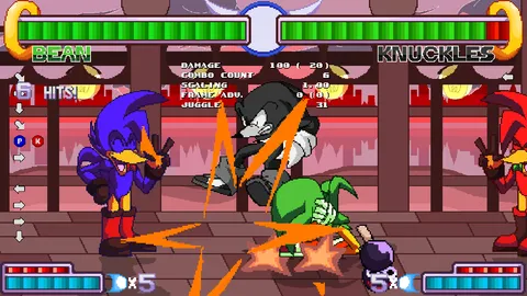 Sonic The Fighters Blitz Hyper Edition - Bean vs Knuckles gameplay with training mode data